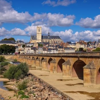 Nevers im Burgund - Nevers in Burgundy, cathedral and river Loire, France